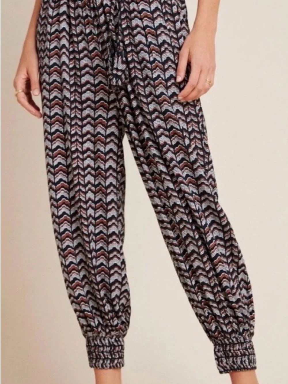 Anthropologie Black & White Chevron Track Joggers